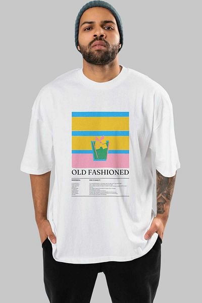Ankhises Old Fashioned Cocktail Front Printed Oversize T-Shirt Men Women Cotton Crewneck Tshirt