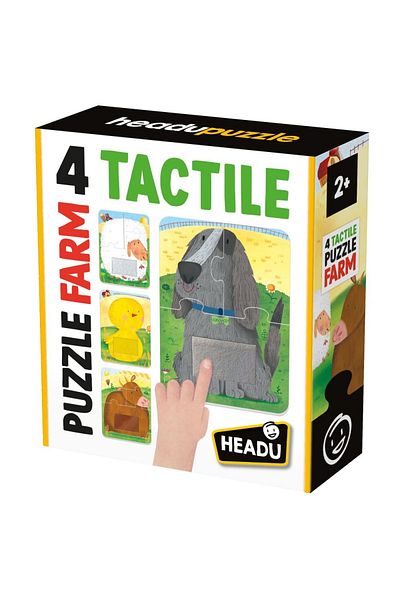 Headu - 4 Farm Animal Tactile Puzzles With Large Pieces For Children Over 2 Years Old