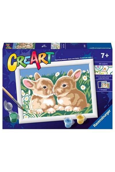 RAVENSBURGER - Create Painting By Numbers For Kids Bunnies Among Daisies