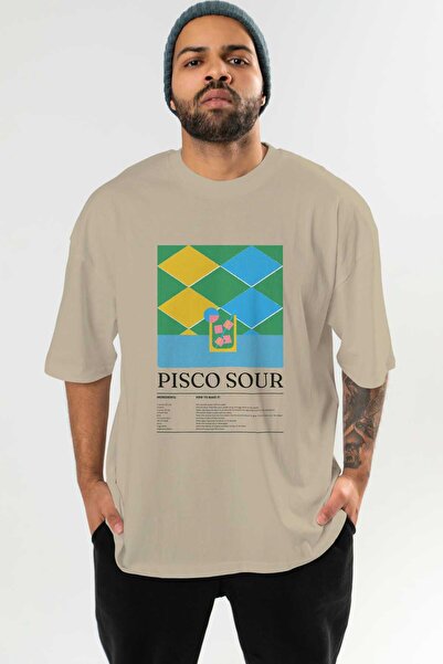 Ankhises تي شيرت كبير الحجم مطبوع عليه كوكتيل بيسكو ساور للرجال والنساء من ال...