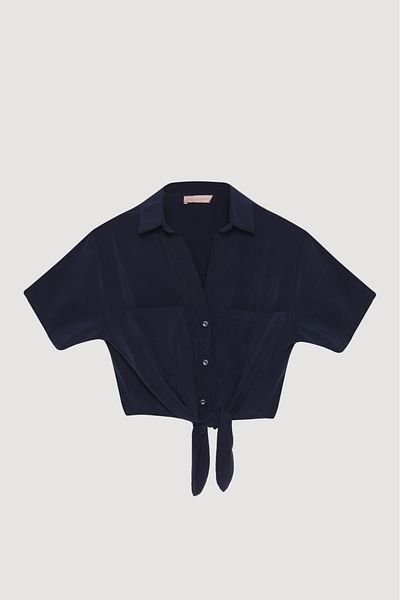 Quzu Πουκάμισο με λεπτομέρεια με κορδόνια Navy Blue