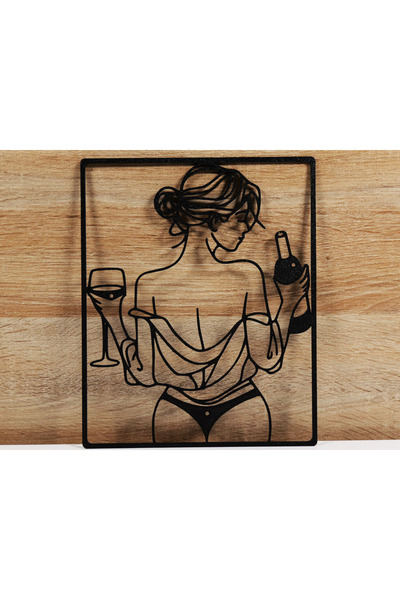 Ravenlab Şarap ve Kadın Silüet Duvar Dekorasyonu - 3D Baskı