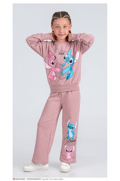 LİLLYPİCCA Girls' 2-Piece Set Character Patterned Sweatshirt and Wide Leg Pants