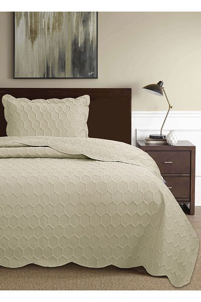 Bikaya Home Honey Comb 3D Single Bedspread Set (2 Pieces) - 180X240 cm - with Pvc Bag