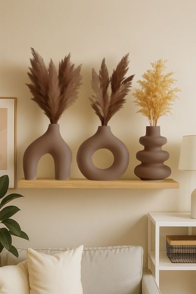Minima Art Studio مجموعة مكونة من 3 مزهريات بوهيمية على الطراز الشمالي مقاس 15 سم (حجم كبير) مجموعة مزهريات بامباس من Pinterest