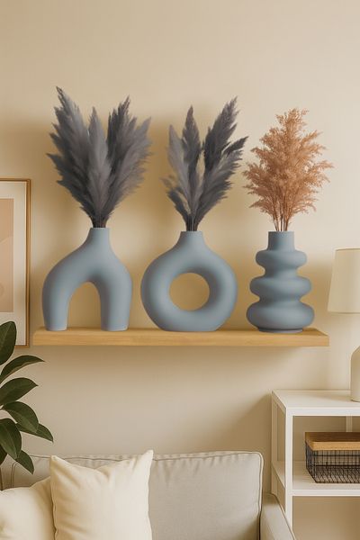 Minima Art Studio مجموعة مكونة من 3 مزهريات بوهيمية على الطراز الشمالي مقاس 15 سم (حجم كبير) مجموعة مزهريات بامباس من Pinterest