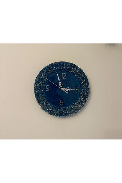 SART Creative Elegant Unique Decorative Wall Clock - Diameter 30 Cm, MDF, Epoxy, Natural Stones