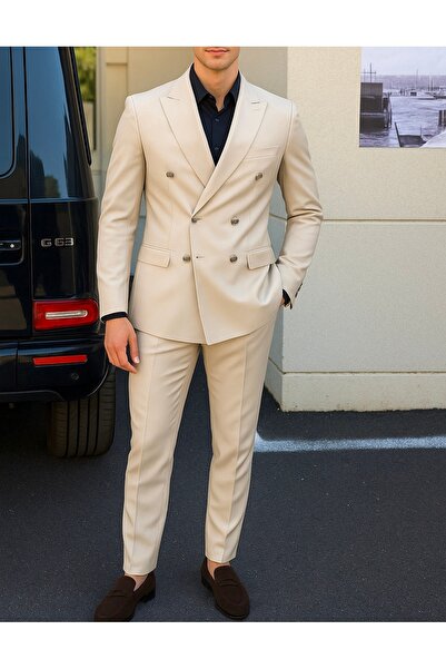 town walker Erkek Slim Fit Kruvaze Takım Elbise