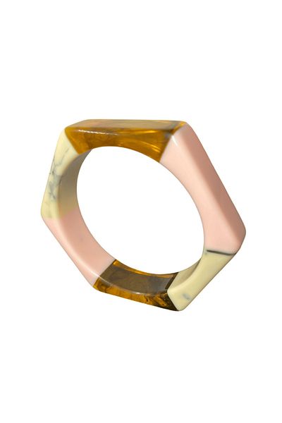 FM Geometric Resin Bone Model 65 mm Diameter Shiny Bijoux Bracelet |   Vintage and Stylish Appearance