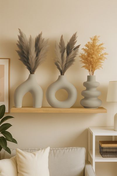 Minima Art Studio مجموعة مكونة من 3 مزهريات بوهيمية على الطراز الشمالي مقاس 15 سم (حجم كبير) مجموعة مزهريات بامباس من Pinterest