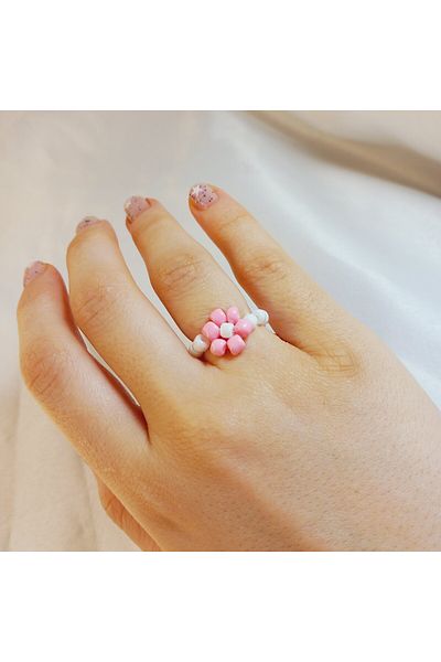 Crystal Atelier Miyuki Bead Daisy Ring-Daisy Ring-Miyuki Ring-Minimal Daisy Ring-Bead Ring
