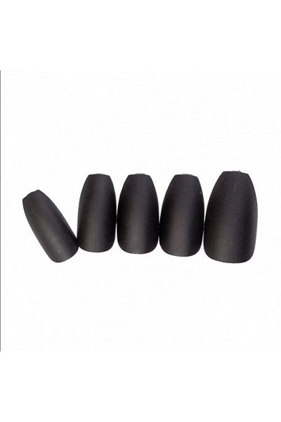 loça Lucca Coffin Shape Matte Black Self-Adhesive False Nails No. 6