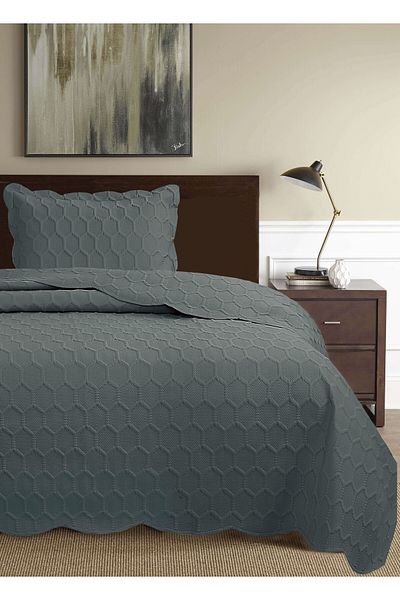 Bikaya Home Honey Comb 3D Single Bedspread Set (2 Pieces) - 180X240 cm - with Pvc Bag