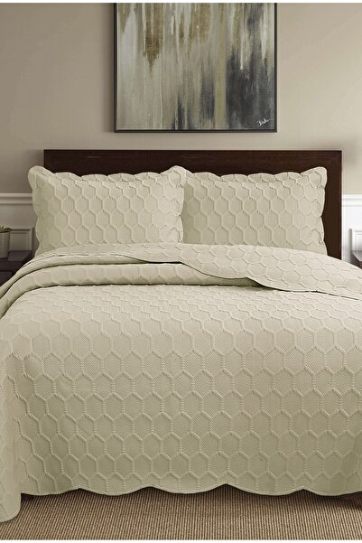 Bikaya Home Σετ κάλυμμα διπλού κρεβατιού Honey Comb 3D (3 τεμάχια) - 260x240 cm - με τσάντα PVC