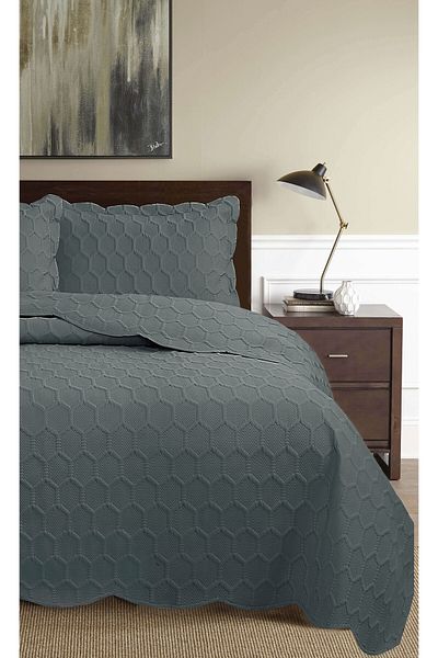 Bikaya Home Комплект кувертюри за двойно легло с 3D пчелна пита (3 части) - 260x240 см - PVC торбичка