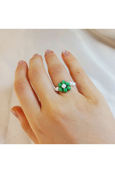 Crystal Atelier Miyuki Bead Daisy Ring-Daisy Ring-Miyuki Ring-Minimal Daisy Ring-Bead Ring