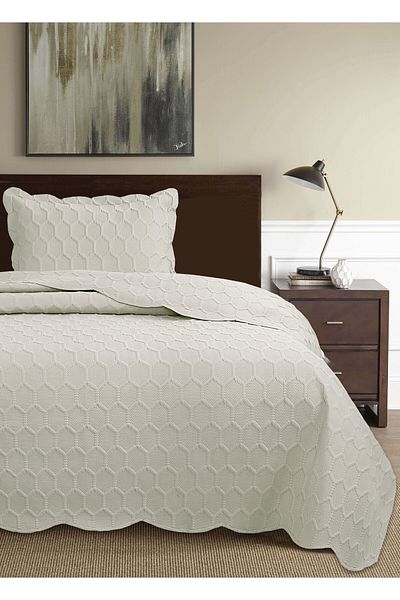 Bikaya Home Honey Comb 3D Single Bedspread Set (2 Pieces) - 180X240 cm - with Pvc Bag