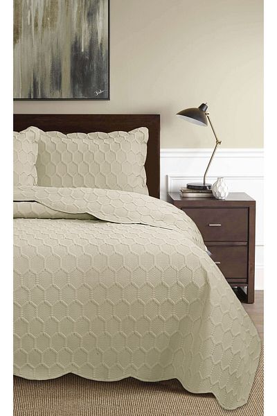 Bikaya Home طقم مفرش سرير مزدوج ثلاثي الأبعاد هوني كومب (3 قطع) - 260x240 سم - مع حقيبة PVC