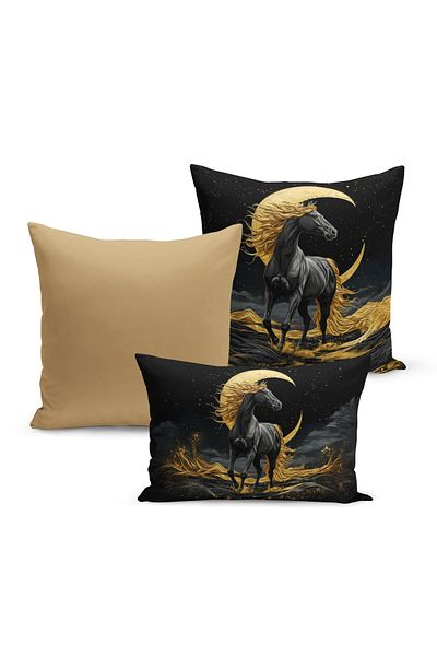Bertille Home Classic Horse Series Double Sided Digital Printed Set of 3 Throw Pillow Covers (Horse)