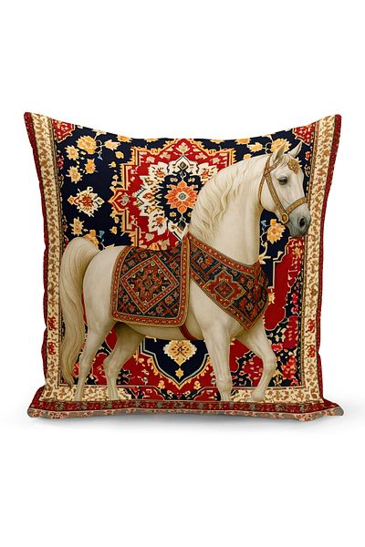 Bertille Home Classic Horse Series Double Sided Digital Printed Set of 3 Throw Pillow Covers (Horse)