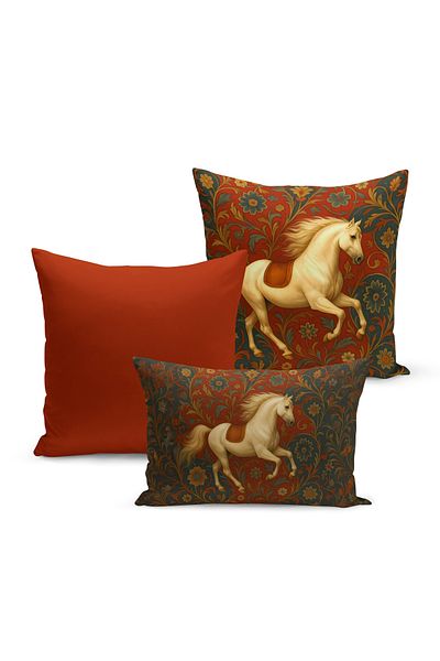 Bertille Home Classic Horse Series Double Sided Digital Printed Set of 3 Throw Pillow Covers (Horse)