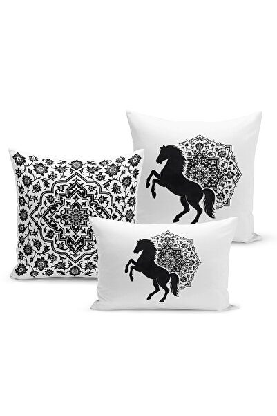 Bertille Home Classic Horse Series Double Sided Digital Printed Set of 3 Thro...