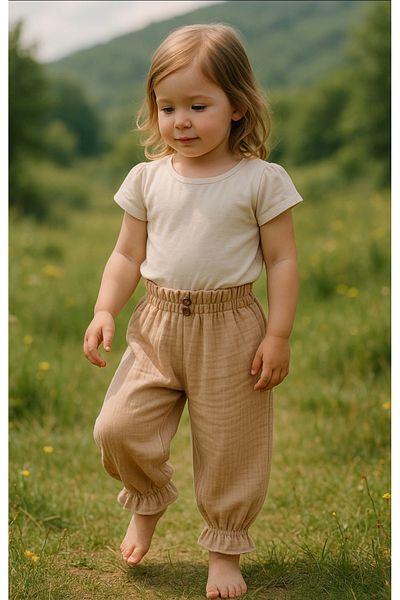 Şenkız 100% Cotton Muslin Fabric Comfortable Daily Baby Girl and Children's Pants