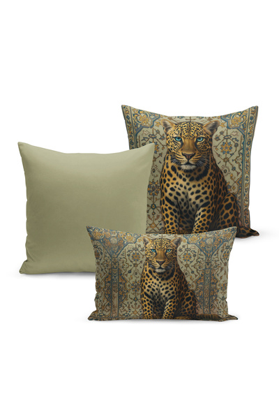 Bertille Home Set de 3 huse de pernă cu imprimeu digital pe două fețe din ser...