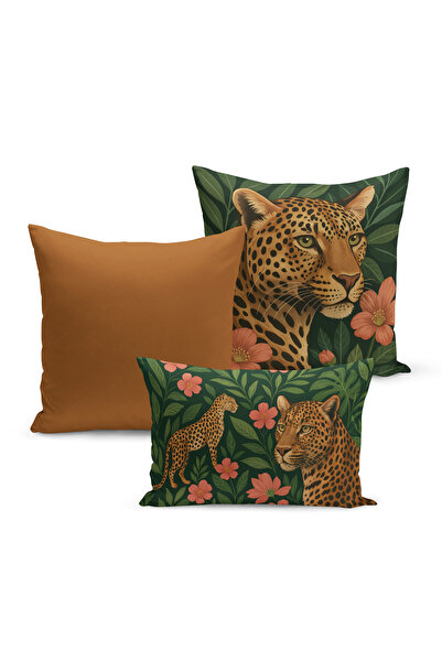 Bertille Home Set de 3 huse de pernă cu imprimeu digital pe două fețe din ser...