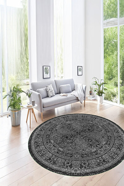 Viyana Home Dijital Kaymaz Taban Etnik Klasik Modern Yıkanabilir Yuvarlak Mut...
