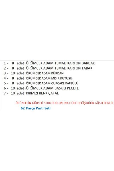 ZENVİVA Spider-Man 8 farfurii, 8 căni, 8 cutii de porumb, 8 cupcake, 10 șervețele, 10 furculițe, 10 scobitoare