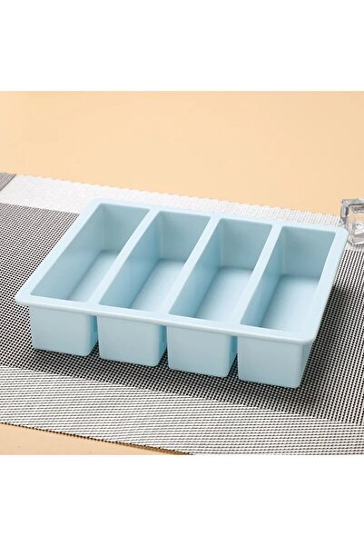 Choice1 Blue Long Strip Silicone 4 Grid Giant Silicone Ice Cubes Square Tray ...