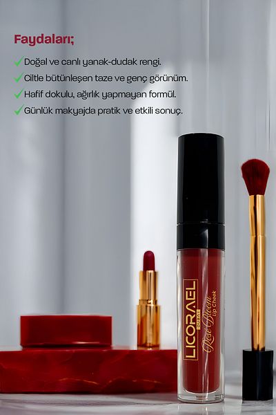 Licorael Dubai Tint Lipstick, Lip Cheek That Can Be Used as Blush and Shadow (Rose Bloom)03