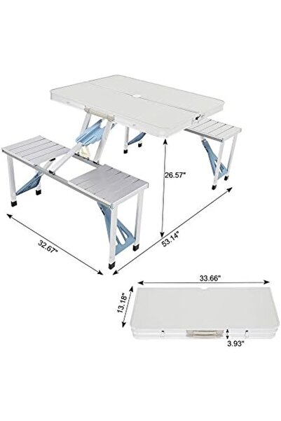 Twinkle Mart Picnic Tables, One Piece Folding Table and Chair Aluminum Alloy, Portable Folding Camping Picnic Tab