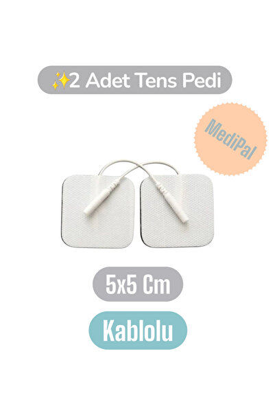 MediPal 2 Adet 5x5 Cm Universal Kablolu Tens Pedi - Tens Elektrodu - Tens Ele...