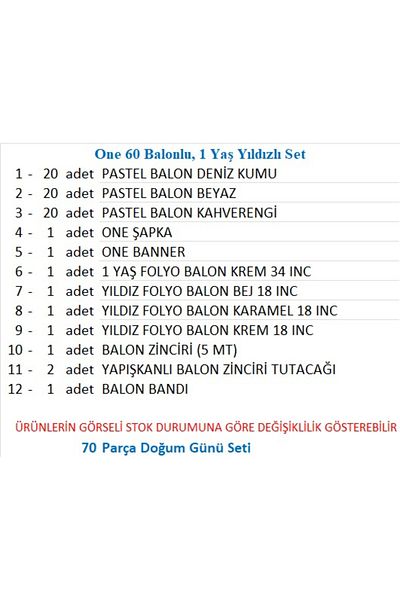 ZENVİVA One 60 Balloons, 1 Year Old Star Set