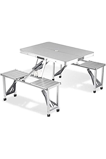 Twinkle Mart 4-Person Picnic Folding Table, Height Adjustable, Portable Alumi...