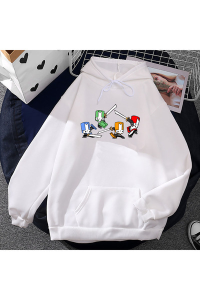 Tarzsokak Hanorac alb unisex cu imprimeu Castle Crushers Game Sudaderas k