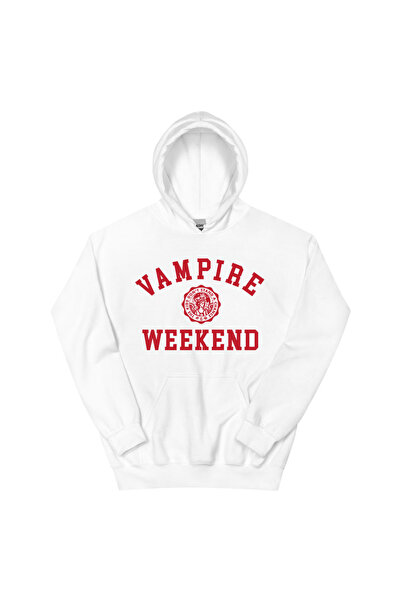 Tarzsokak Λευκά Unisex VAMPIRE WEEKEND Φούτερ με κουκούλα ροκ συγκροτήματος H...