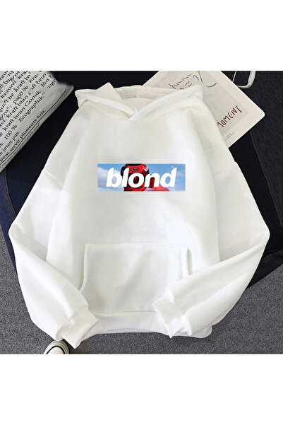 Tarzsokak Hanorac alb unisex Frank O-ocean Blonde, confortabil și cu glugă, c...