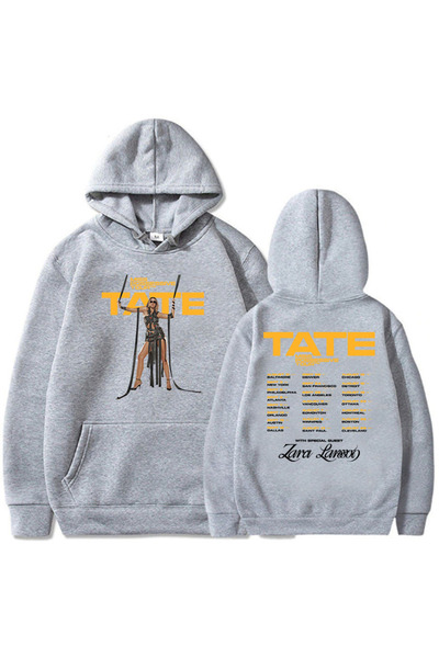 Tarzsokak Hanorace gri unisex cu imprimeu Tate McRae, Miss Possessive Tour 20...