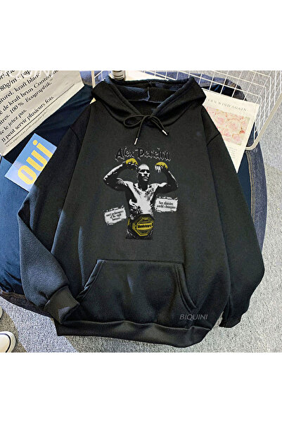 Tarzsokak Hanorace negre unisex Streetwear cu grafică Alex Pereira pentru oca...