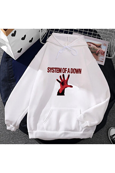 Tarzsokak Hanorac alb unisex System Of A Down, haine vintage Heavy Mental Ban...