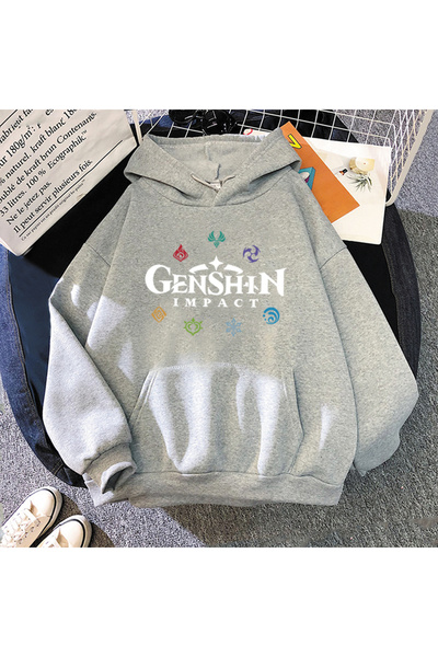 Tarzsokak Hanorace gri unisex Genshin Impact 2021, hanorace coreene de primăv...