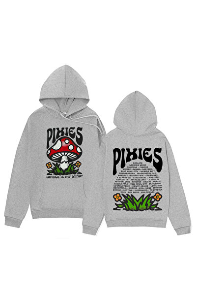 Tarzsokak Γκρι Unisex Vintage casual hoodie pihoodie με σχέδιο mind Shroom, ρ...