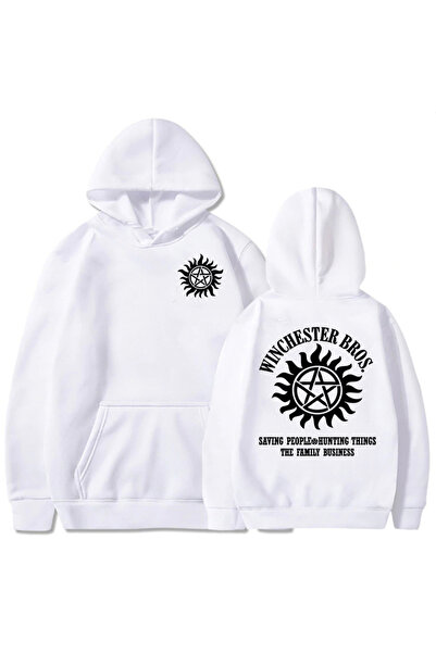 Tarzsokak Hanorac alb unisex Supernaturall Winchester Bros Moletom Masculino