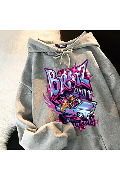 Tarzsokak Topuri negre casual unisex gri Bratz Letter, îmbrăcăminte de stradă...