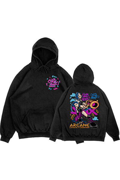 Tarzsokak Joc video cu hanorace negre unisex Arcane Jinx Boom Monkey