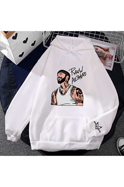 Tarzsokak Hanorac alb unisex cu glugă și logo Alejandro Saturno