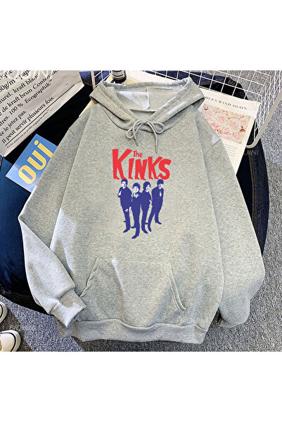 Tarzsokak Hanorace casual unisex gri, stil streetwear, cu tematică The Kinks,...